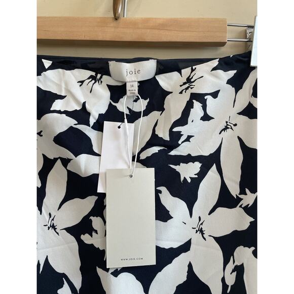 Joie Brystal High Waist MIDI Floral Black White Skirt NWT $248 Lined‎ Size 14 - Picture 3 of 9